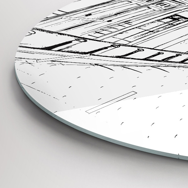 Zegar ścienny okrągły Rysunek miasta Prowansja