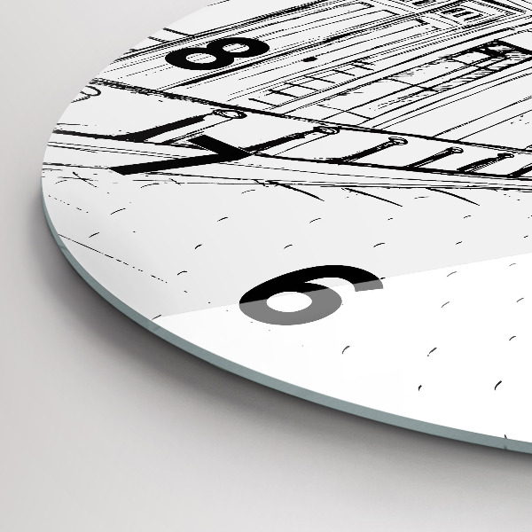 Zegar ścienny okrągły Rysunek miasta Prowansja