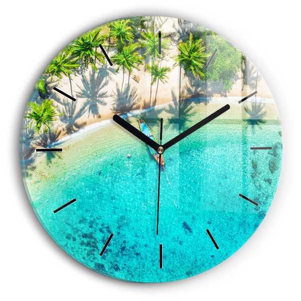 Zegar szklany okrągły Tropikalna plaża Koh Tao