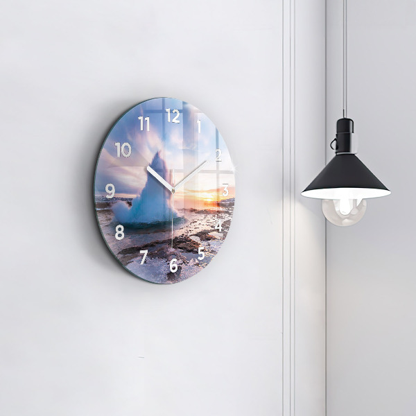 Zegar ścienny okrągły Gejzer na wyspie Islandia