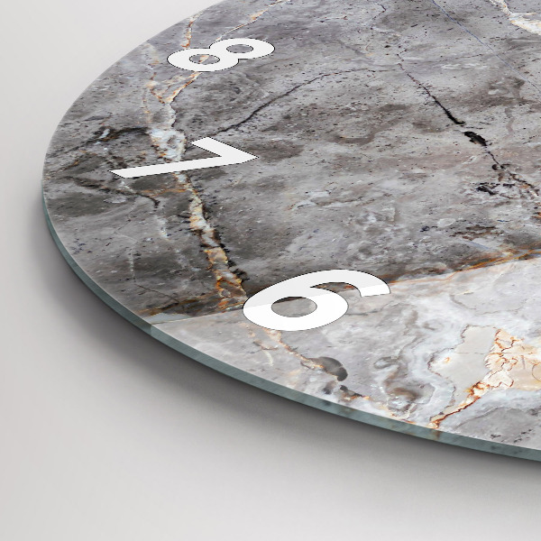 Zegar szklany okrągły Szary granit marmur