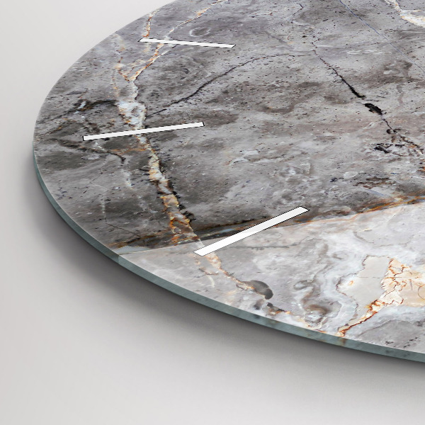 Zegar szklany okrągły Szary granit marmur