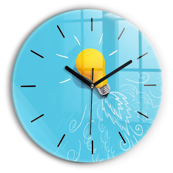 Zegar okrągły z nadrukiem Żarówka rysunek