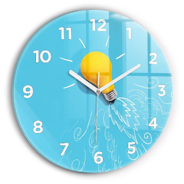 Zegar okrągły z nadrukiem Żarówka rysunek