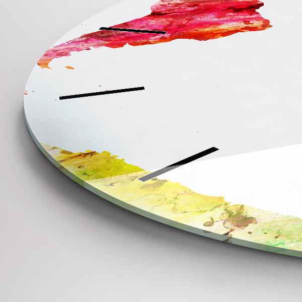 Zegar ścienny okrągły Mapa świata akwarelowa