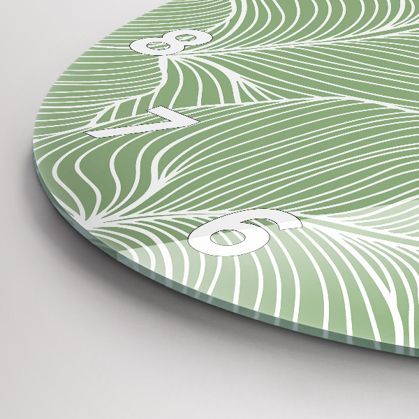 Zegar szklany okrągły Liście natura wzór