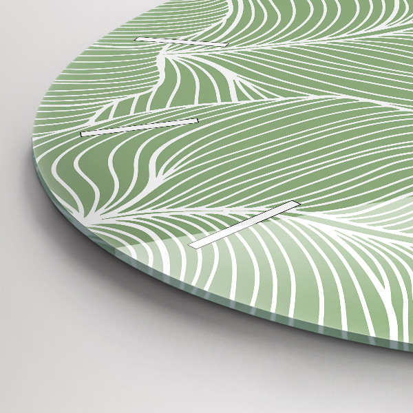 Zegar szklany okrągły Liście natura wzór