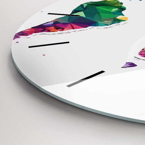 Zegar szklany okrągły Mapa świata trójkąty