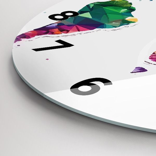 Zegar szklany okrągły Mapa świata trójkąty