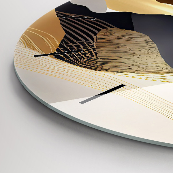 Zegar szklany okrągły Abstrakcja złote góry