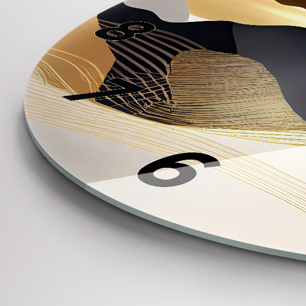 Zegar szklany okrągły Abstrakcja złote góry