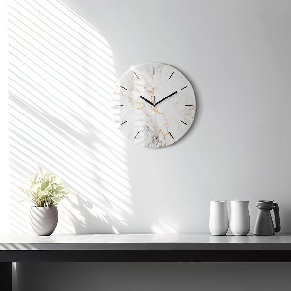 Zegar szklany okrągły Marmur ozdobny