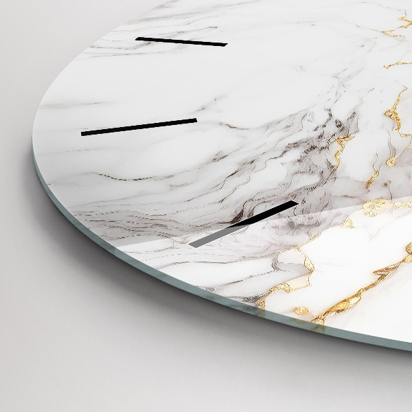 Zegar szklany okrągły Marmur ozdobny