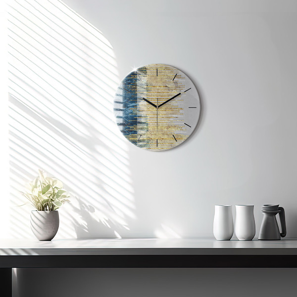 Zegar szklany okrągły Dekoracyjny wzór i złoto