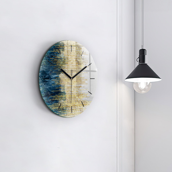 Zegar szklany okrągły Dekoracyjny wzór i złoto