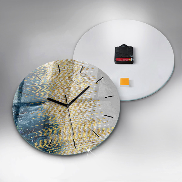 Zegar szklany okrągły Dekoracyjny wzór i złoto