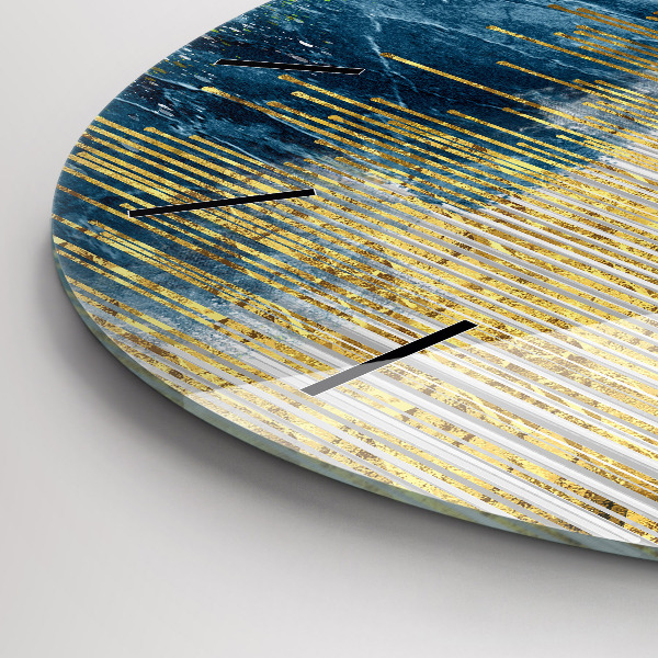 Zegar szklany okrągły Dekoracyjny wzór i złoto