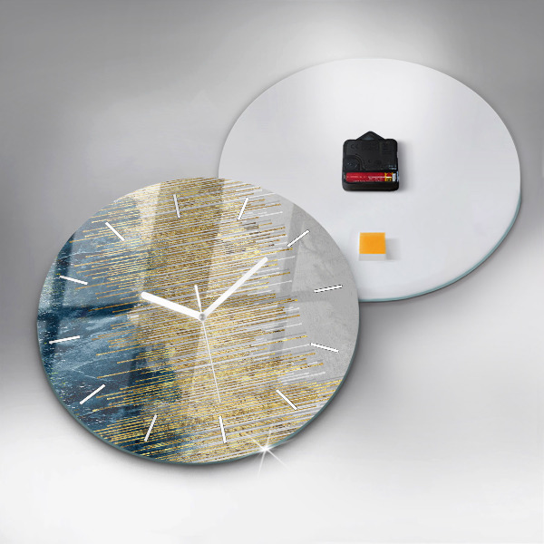 Zegar szklany okrągły Dekoracyjny wzór i złoto