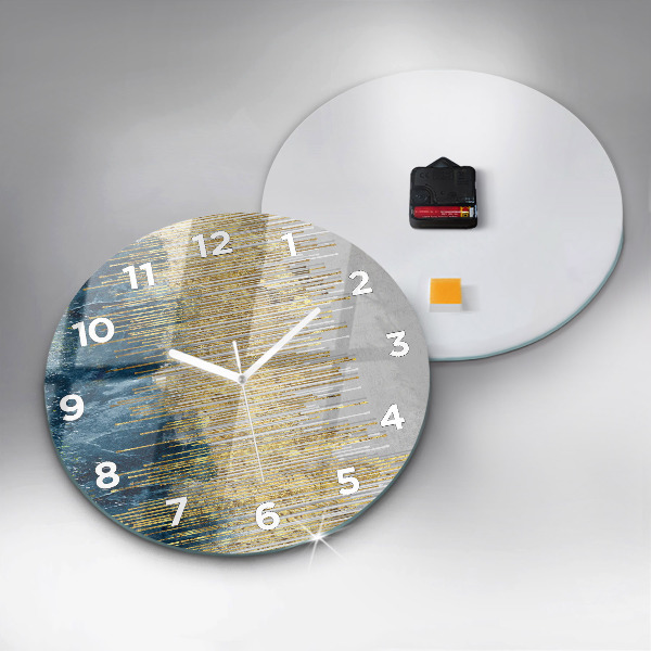 Zegar szklany okrągły Dekoracyjny wzór i złoto