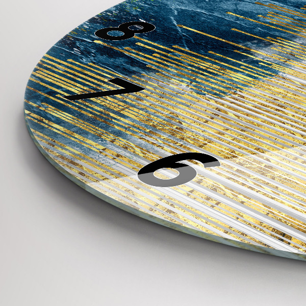 Zegar szklany okrągły Dekoracyjny wzór i złoto