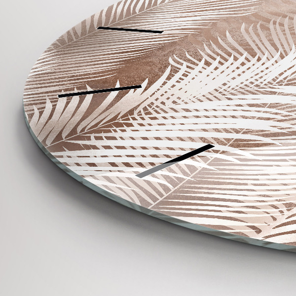 Zegar szklany okrągły Tropikalne liście boho