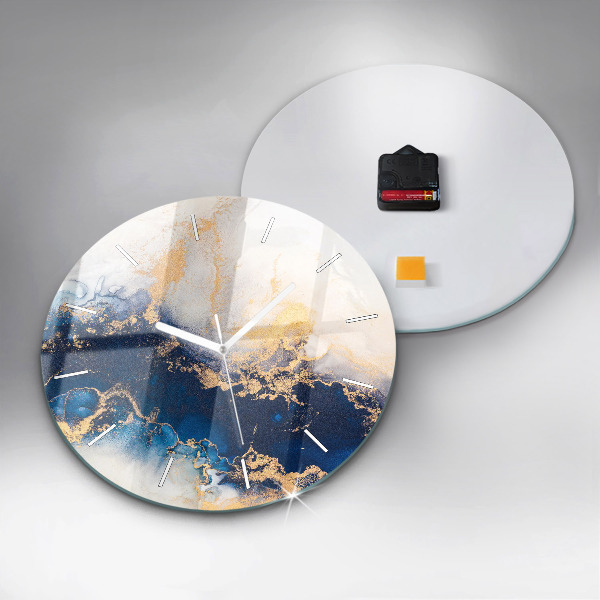 Zegar szklany okrągły Marmur wzór