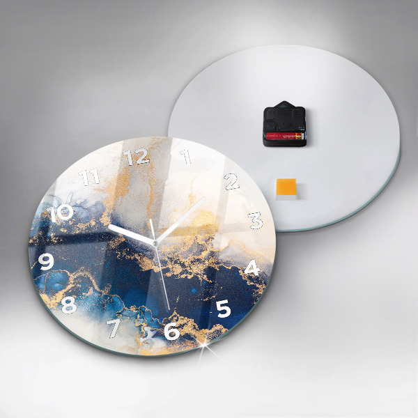 Zegar szklany okrągły Marmur wzór