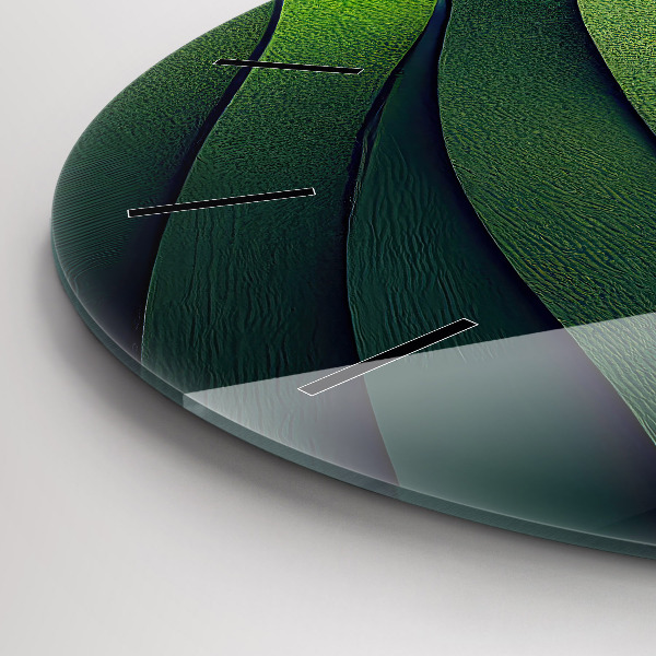 Zegar szklany okrągły Abstrakcja zielone pola