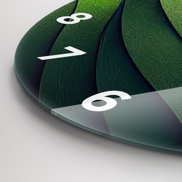 Zegar szklany okrągły Abstrakcja zielone pola