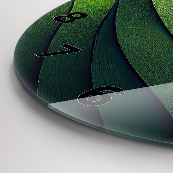 Zegar szklany okrągły Abstrakcja zielone pola