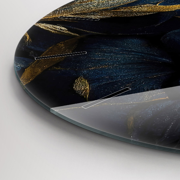 Zegar szklany okrągły Dekoracyjne kwiaty