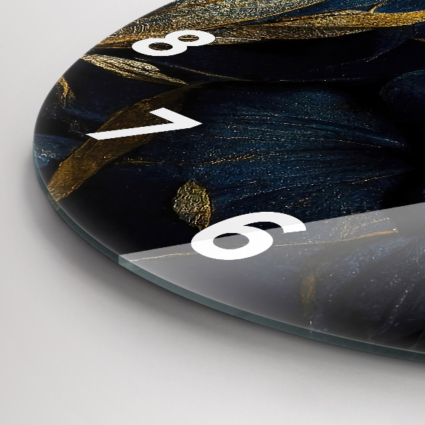 Zegar szklany okrągły Dekoracyjne kwiaty