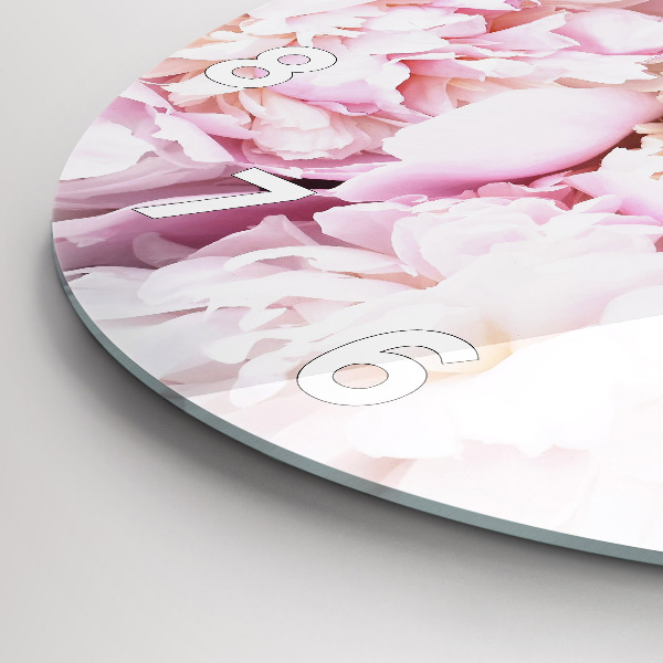 Zegar szklany okrągły Dekoracyjne kwiaty