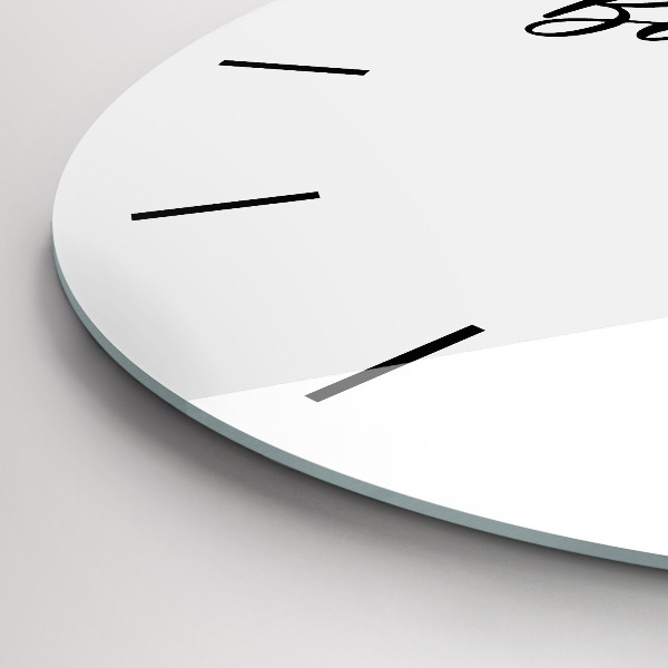 Zegar szklany okrągły Napis Bon voyage