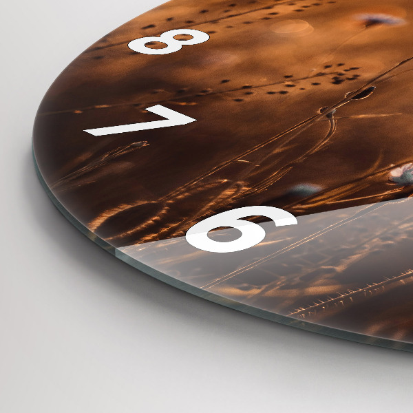 Zegar szklany okrągły Pole wschód słońca