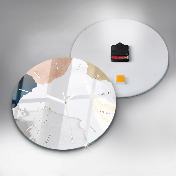 Zegar szklany okrągły Plamy abstrakcja