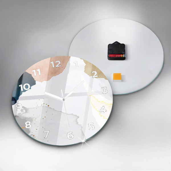 Zegar szklany okrągły Plamy abstrakcja