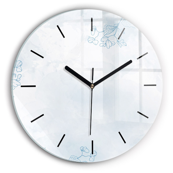 Zegar szklany okrągły Szkic roślin