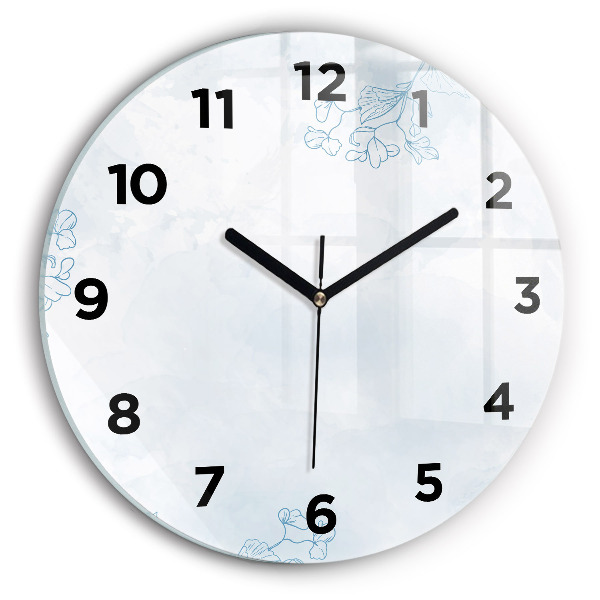 Zegar szklany okrągły Szkic roślin