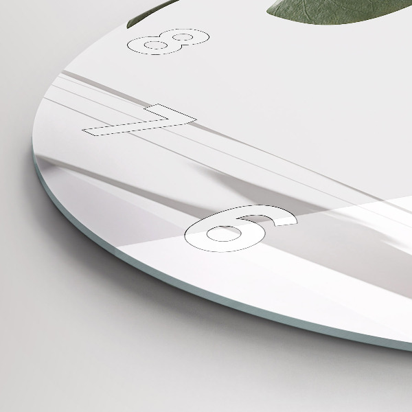 Zegar szklany okrągły Abstrakcyjne liście