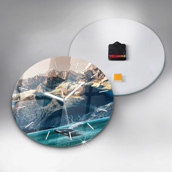 Zegar szklany okrągły Wieloryb woda