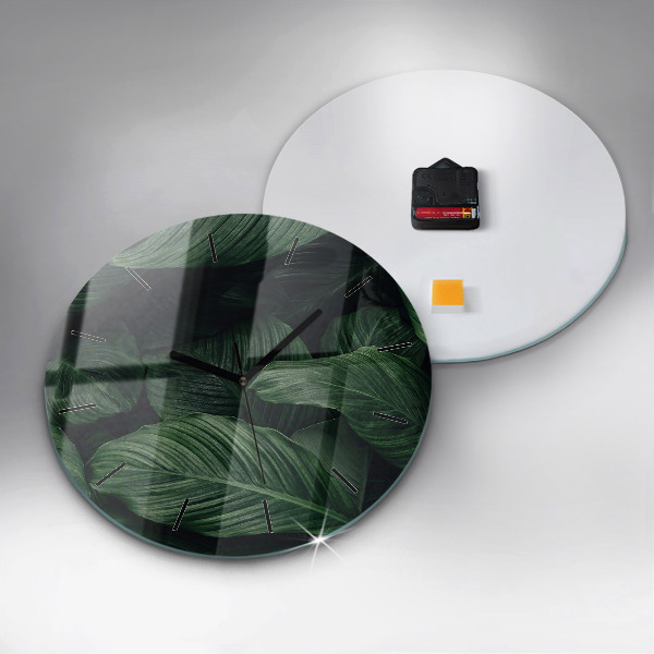 Zegar szklany okrągły Tropikalna monstera