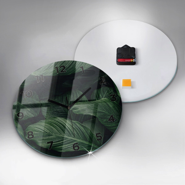 Zegar szklany okrągły Tropikalna monstera