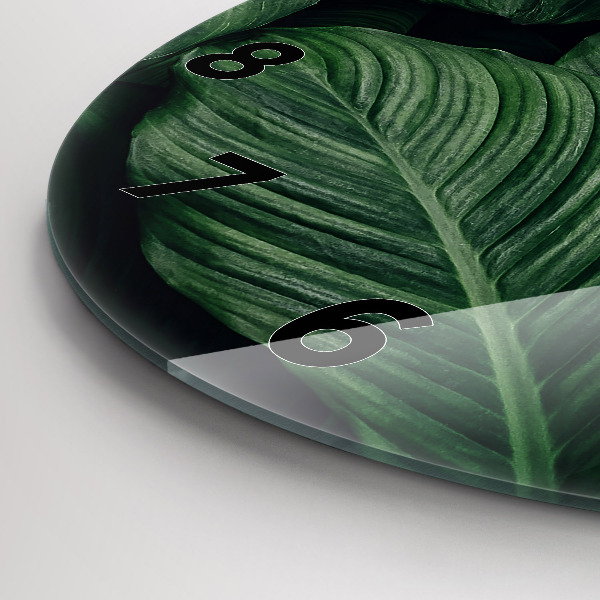 Zegar szklany okrągły Tropikalna monstera