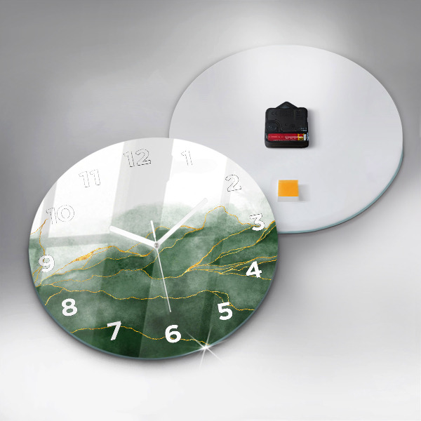 Zegar szklany okrągły Abstrakcja liście