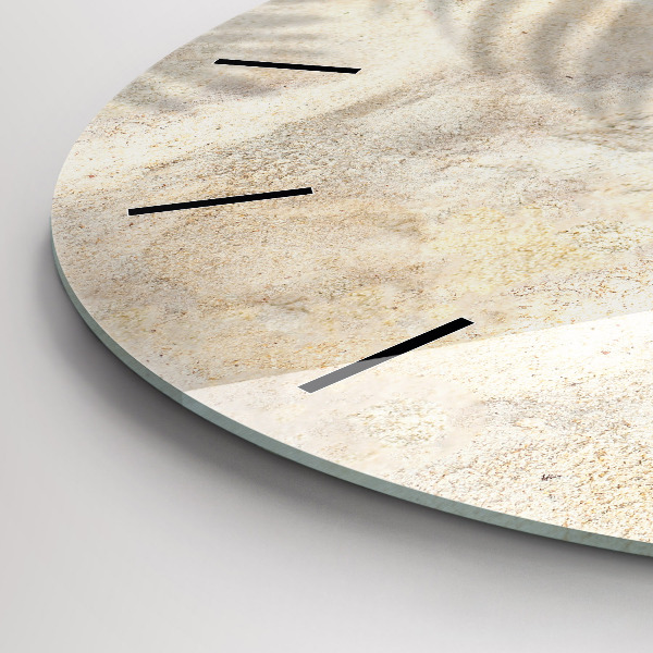 Zegar szklany okrągły Cień palmy piasek