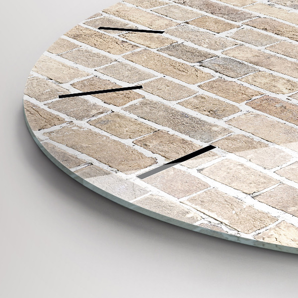 Zegar szklany okrągły Ceglana ściana