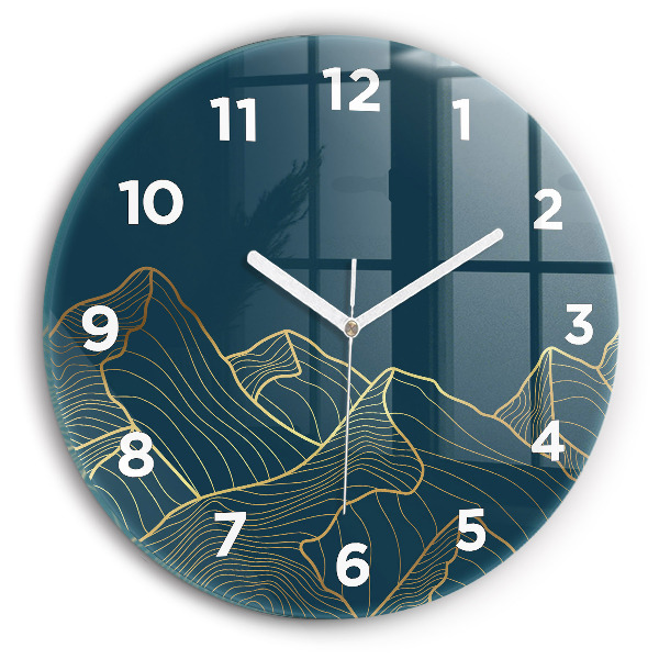 Zegar szklany okrągły Szkic gór