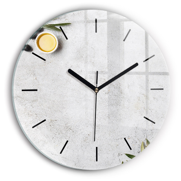 Zegar szklany okrągły Minimalistyczne oliwki