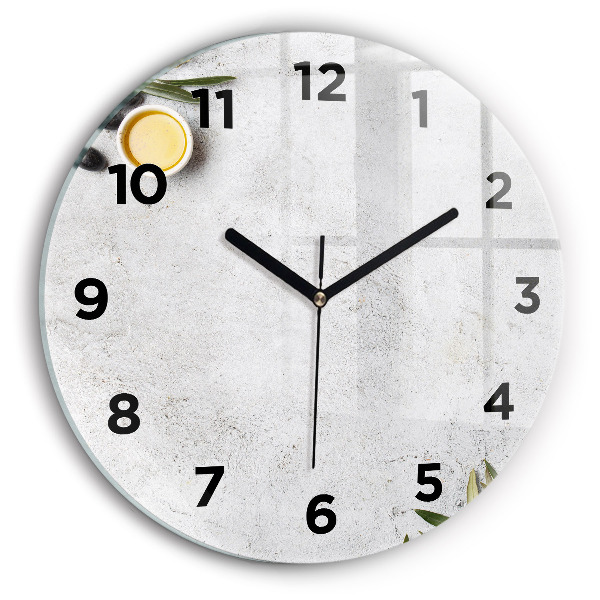 Zegar szklany okrągły Minimalistyczne oliwki